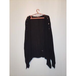 Gypsies & Moondust Women's S / M Kimono Black Short Sleeve Lace Up Boho